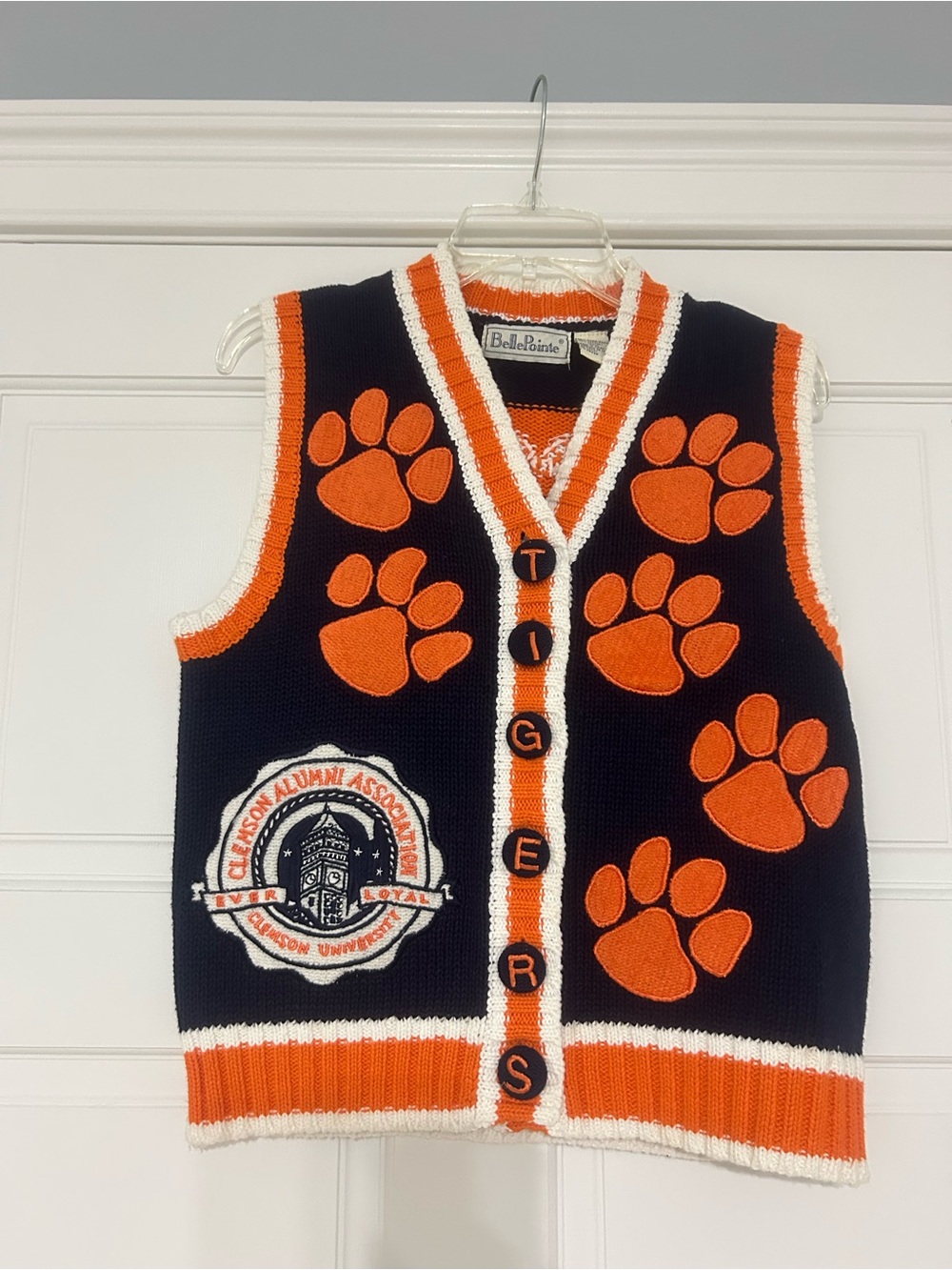 Navy & Orange size S Clemson Tigers Patch Knit Sweater Vest